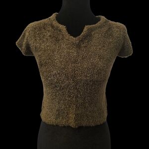 Limited Too Fuzzy Knit Short Sleeve Top in Olive